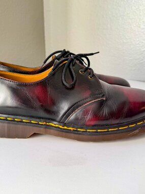VTG Doc Marten 90s Oxblood Leather Shoe Low Top Oxford Made In England Mens 11